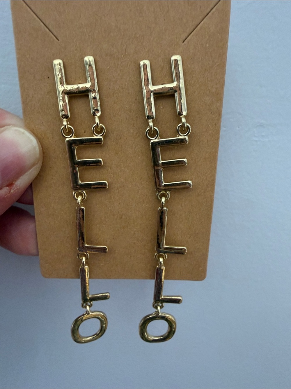 Gold 'HELLO' Letter Drop Earrings - Women Jewelry